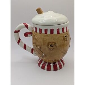 Arlington Design Christmas Gingerbread Hot Cocoa Coffee Mug W/ Topper Peppermint